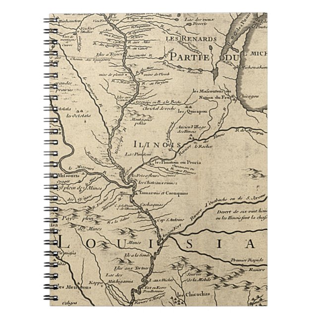 Illinois Karta, 1718 Anteckningsbok (Framsidan)