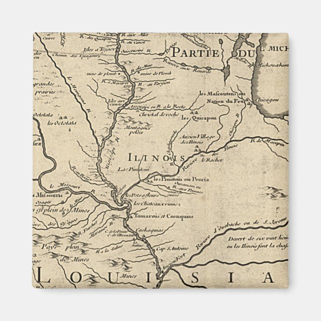 Illinois Karta, 1718 Magnet (Framsidan)