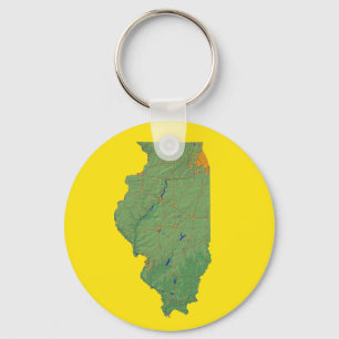 Illinois karta Keychain Nyckelring