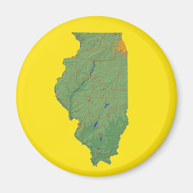 Illinois Karta Magnet (Framsidan)