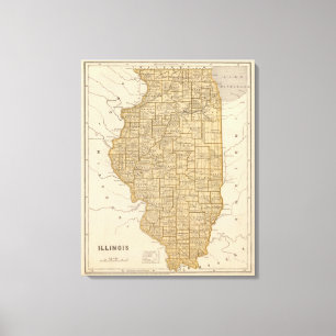 Illinois kartbokkarta canvastryck