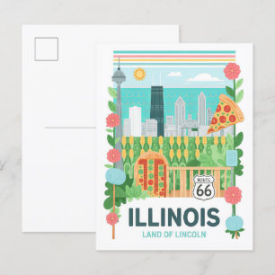 Illinois Land Lincoln USA Summer Travel Vykort