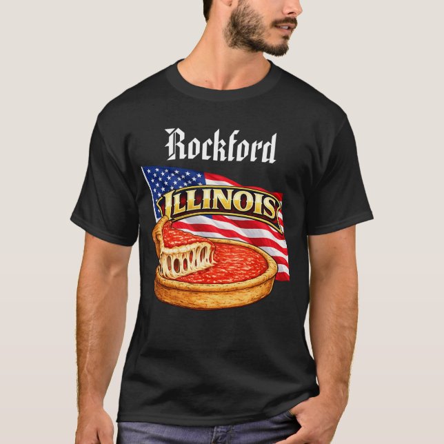 Illinois Mäns Mörka T-Shirt (Framsida)