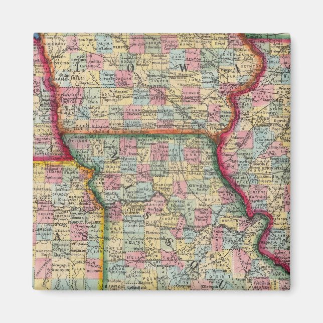 Illinois, Missouri, Iowa, Nebraska och Kansas Magnet (Framsidan)