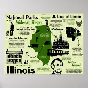 Illinois nationalpark Infografik Karta Poster