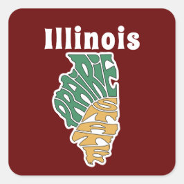 Illinois Nickname Ord Art Fyrkantigt Klistermärke