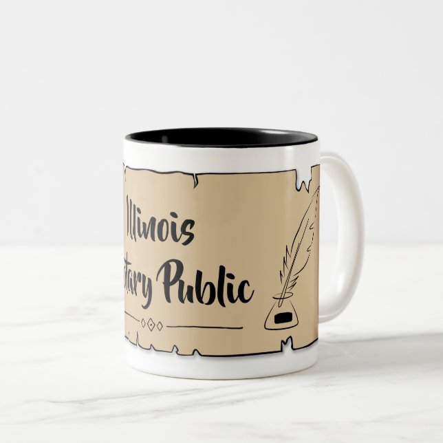 Illinois Notary Public Rulla Feather Quill Två-Tonad Mugg (Framsida höger)
