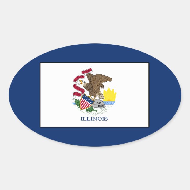 Illinois Ovalt Klistermärke (Framsida)