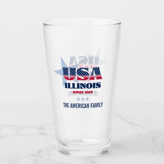Illinois Patriotic Pride Personlig Glaskopp (Framsida)