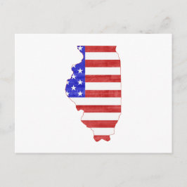Illinois Patriotic State Shaped American Flagga Vykort