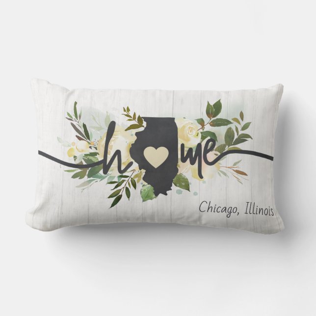 Illinois-Personlig - din hemstad Rustic Lumbarkudde (Framsida)