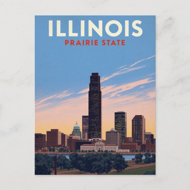 Illinois Prairie State Chicago Skyline Vykort (Framsida)