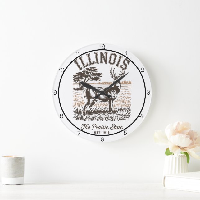 Illinois Prairie State Hjort Stor Klocka (Hem)