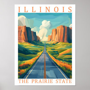 Illinois Prairie State USA Travel Ställe Poster
