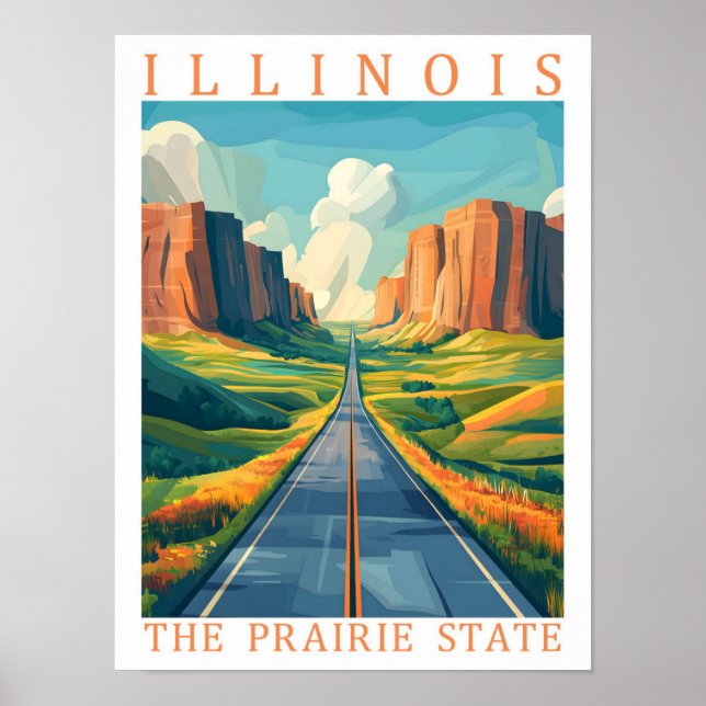 Illinois Prairie State USA Travel Ställe Poster (Framsidan)