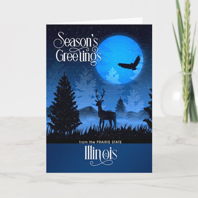 Illinois Prairie State Woodland Hjort Helgkort (Framsida)