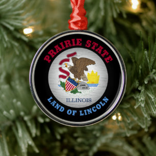 ILLINOIS PRAIRIE STATLIG FLAGGA JULGRANSPRYDNAD METALL