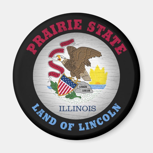 ILLINOIS PRAIRIE STATLIG FLAGGA MAGNET (Framsidan)