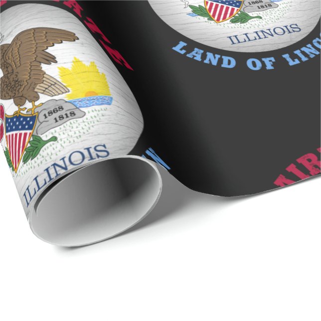 ILLINOIS PRAIRIE STATSFLAGGA PRESENTPAPPER (Rullad Hörn)