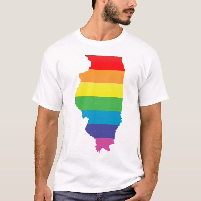 illinois pride. striped. t shirt (Framsida)