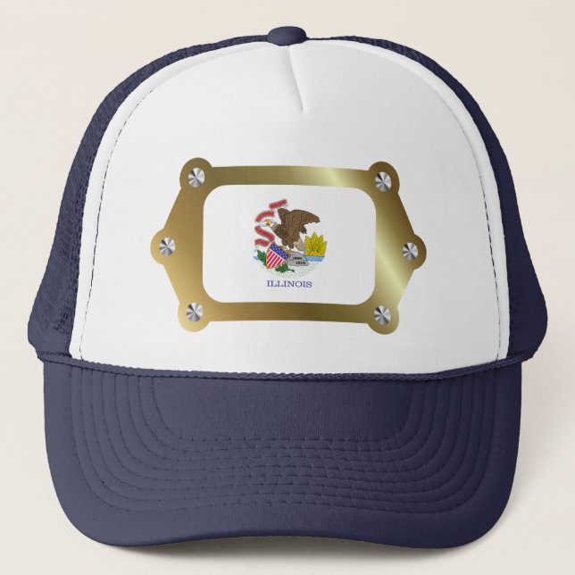 Illinois ramade Flagga Hat Truckerkeps (Framsida)