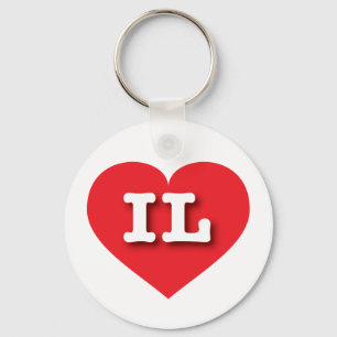 Illinois Red Heart - I kärlek IL Nyckelring