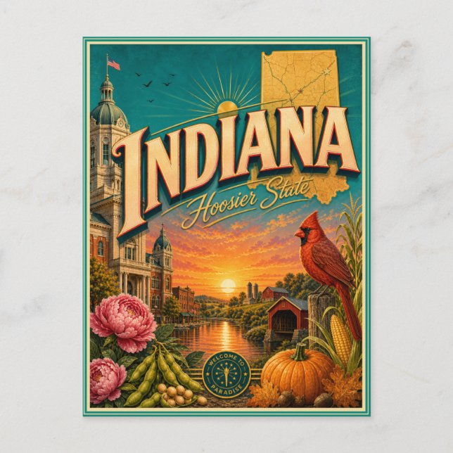 Illinois Retro Resminnen Souvenir Postkort Vykort (Framsida)