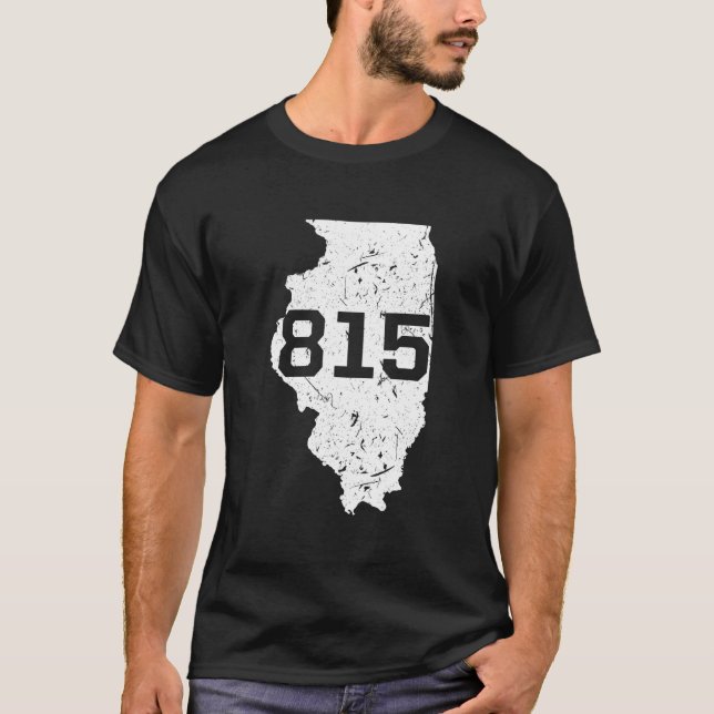 Illinois Rockford Joliet Area Code 815 Midwest T Shirt (Framsida)