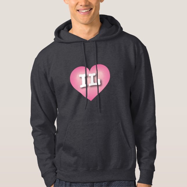 Illinois Rosa Fade Heart - I kärlek IL Hoodie (Framsida)