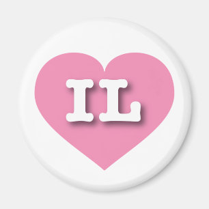 Illinois Rosa Heart - I kärlek IL Magnet