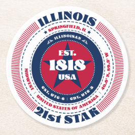 Illinois Rött vitt blått Typografi Underlägg Papper Rund