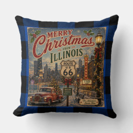 Illinois Route 66 Christmas City Glow Kudde