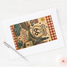 Illinois Route 66 Coffee Roadside Café Charm Rektangulärt Klistermärke