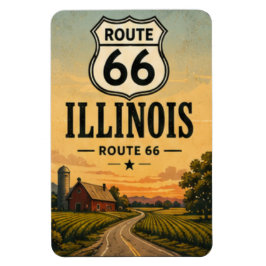 Illinois Route 66 Gårdshus Prärie Väg Konst Magnet