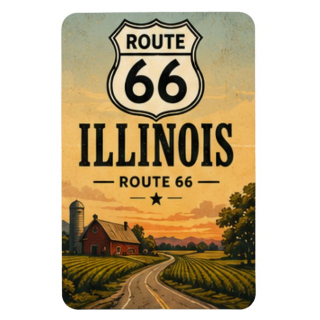 Illinois Route 66 Gårdshus Prärie Väg Konst Magnet (Vertikal)