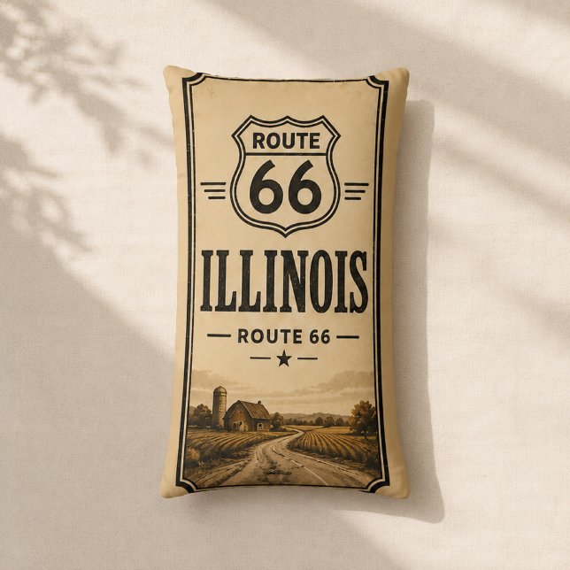 Illinois Route 66 lada Prairie Accent Dekor Lumbarkudde (Skapare uppladdad)