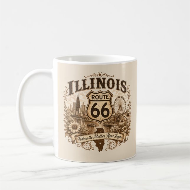 Illinois Route 66 Mother Road Morgondröm Kaffemugg (Vänster)