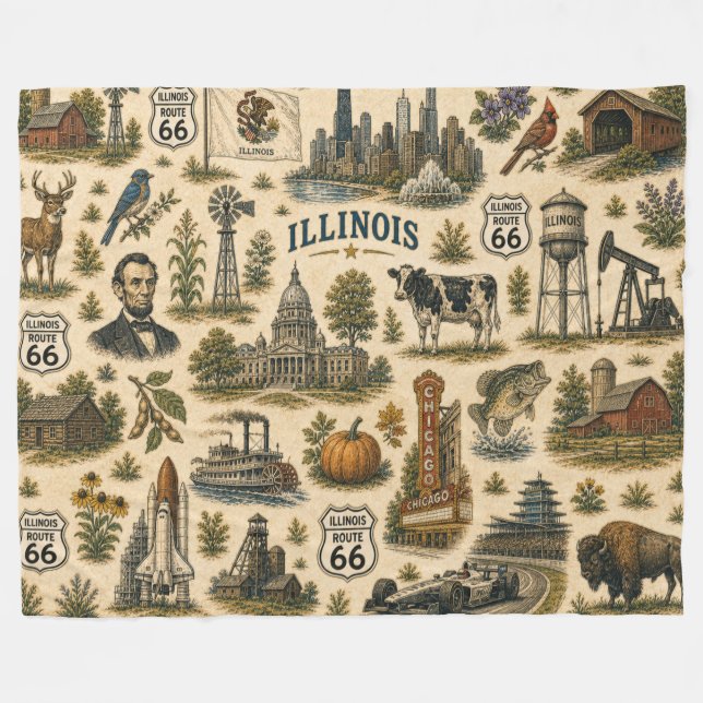 Illinois Route 66 Mysig Siluett Fleecefilt (Framsidan (Horisontell))