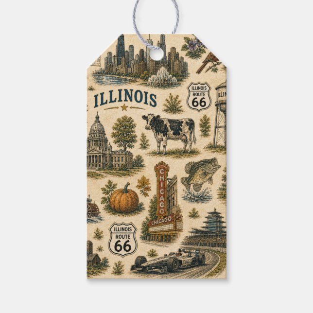 Illinois Route 66 Present Skyline   Presentetikett (Framsidan)