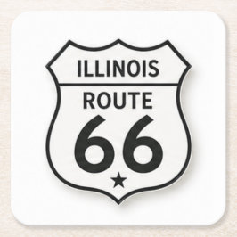 Illinois Route 66 Retro White Shield Coaster Underlägg Papper Kvadrat
