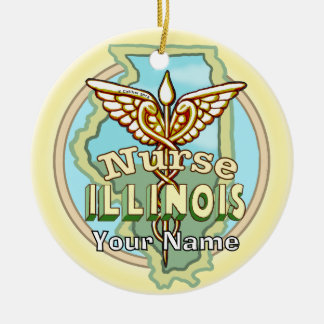 Illinois Sjuksköterska Caduceus Julgransprydnad Keramik