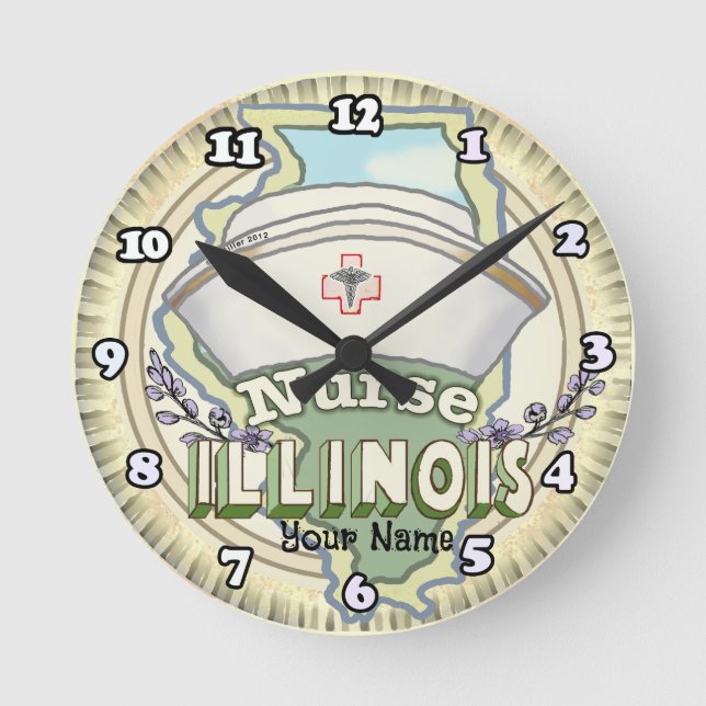 Illinois Sjuksköterska Rund Klocka (Framsida)