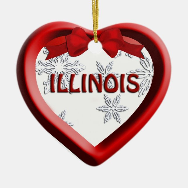 Illinois Snowflake Heart jul Ornament (Framsidan)