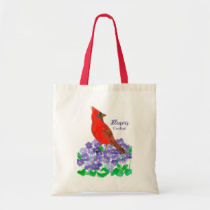 Illinois Souvenir Bird Cardinal Lila Violets Tygkasse