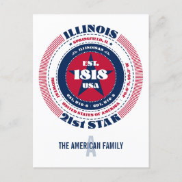Illinois, Springfield, IL, Patriotic, Monogram Vykort