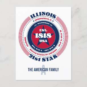 Illinois, Springfield, IL, Patriotic, Monogram Vykort