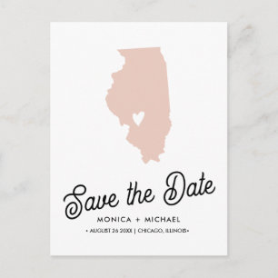ILLINOIS State Destination Wedding ANY FÄRG! Meddelande Vykort