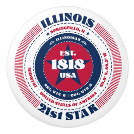 Illinois State Fakta Röd Vit Blå Typografi Knopp