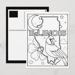 illinois state form blomdcollage vykort