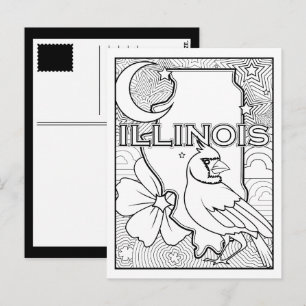 Illinois state form collage färg me in vykort